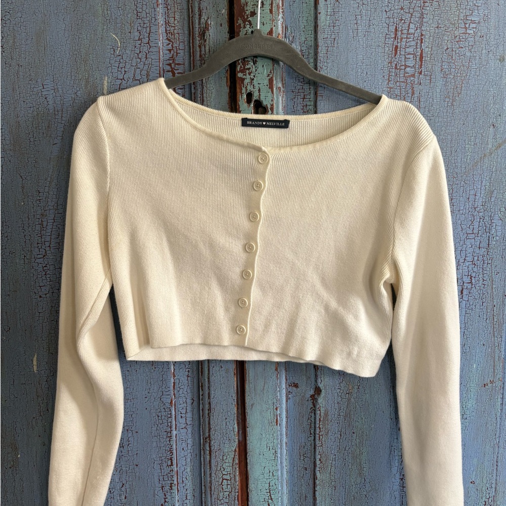 Brandy Melville Cream Cropped Cardigan